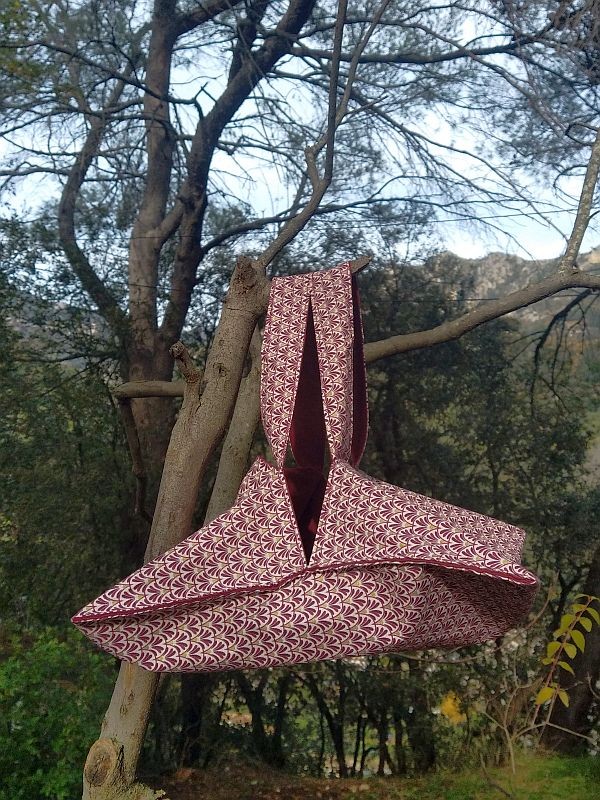 Sac à tarte décor Eventails bordeaux miniature 2