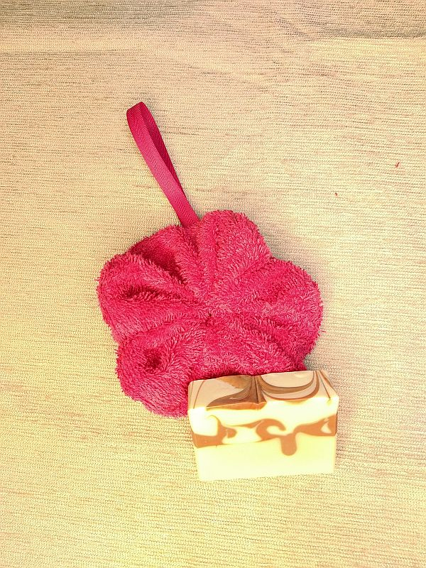Fleur de douche lavable éponge fuschia miniature 3