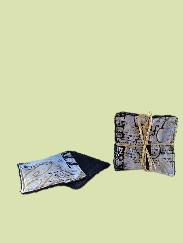 Lingettes démaquillantes lavables Musique/noir (lot de 5) miniature 3