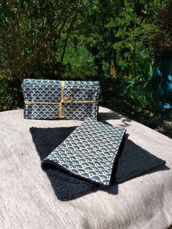 Essuie-tout lavable lot éventails/noir – photo 1