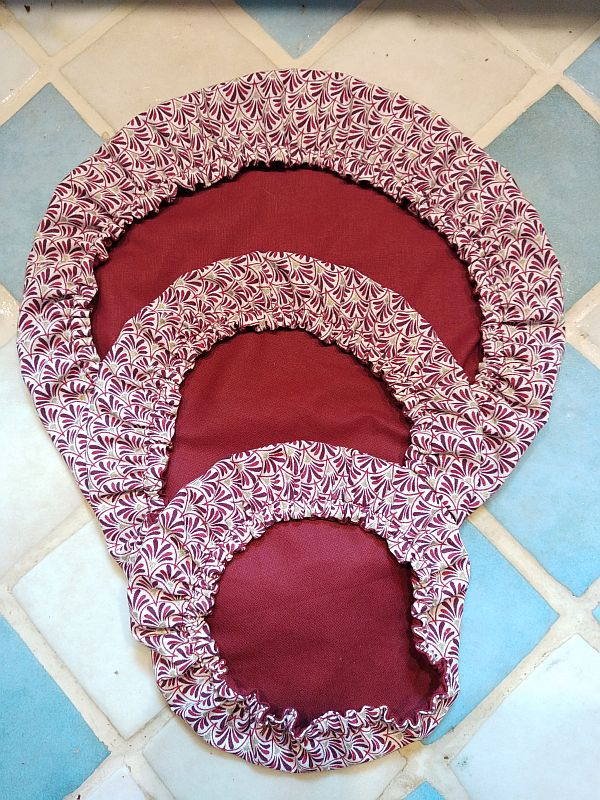 Couvre-plat lot de 3 Eventails bordeaux – photo 1