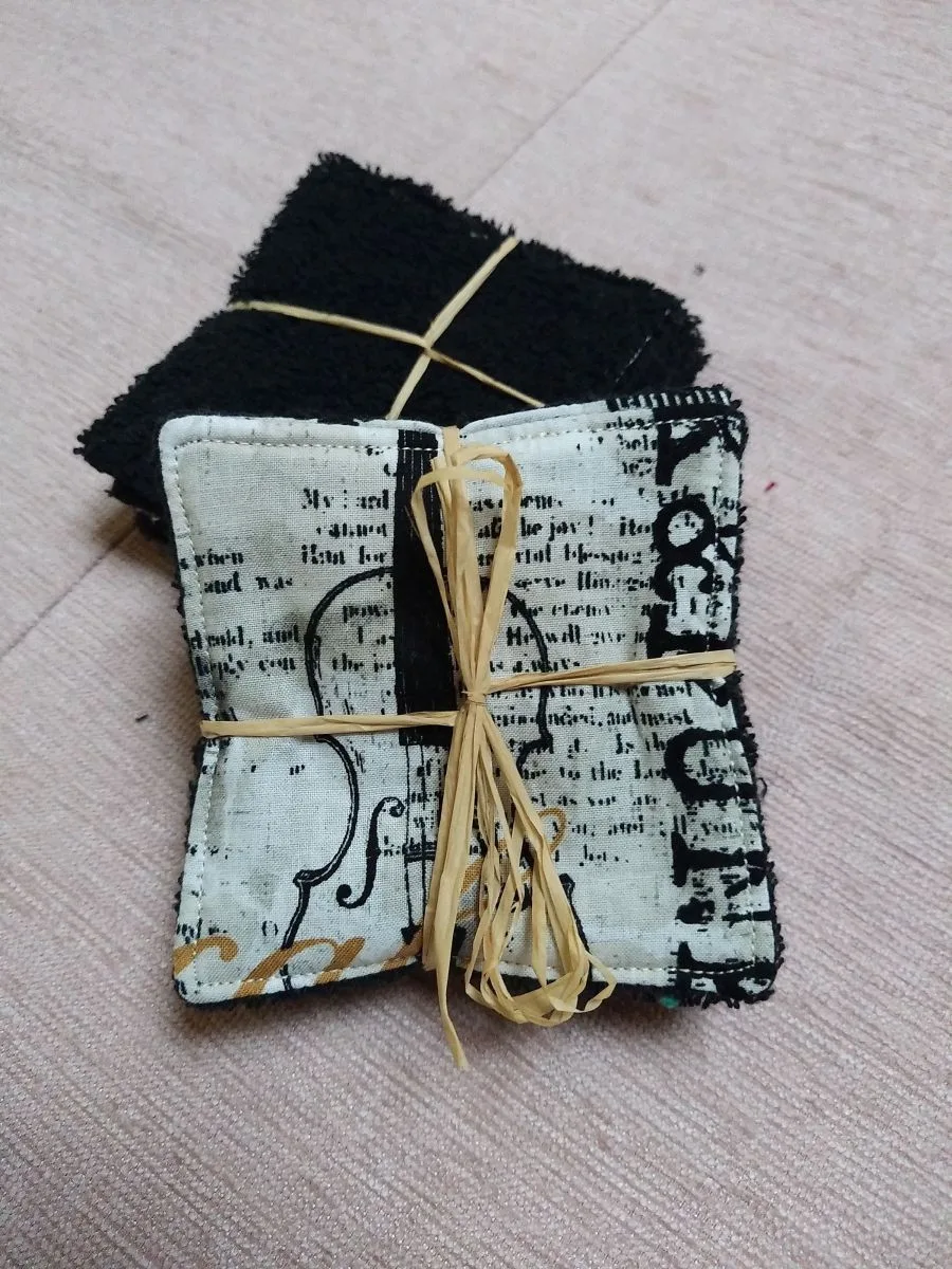 Lingettes démaquillantes lavables Musique/noir (lot de 5) – photo 1