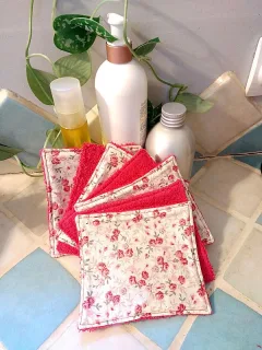 Lingettes bébé lavables Mini roses/éponge rose (lot de 7) miniature 3