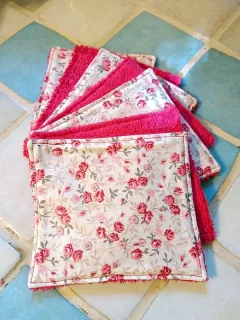 Lingettes bébé lavables Mini roses/éponge rose (lot de 7) miniature 2