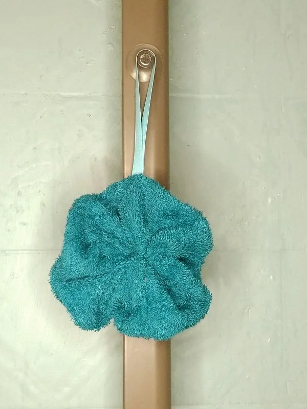 Fleur de douche lavable éponge turquoise – photo 1