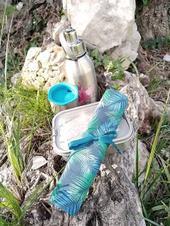 Etui couverts et serviette Plumes (à l'unité) miniature 2