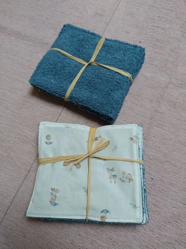 Lingettes bébé lavables bébés animaux (lot de 7) – photo 1