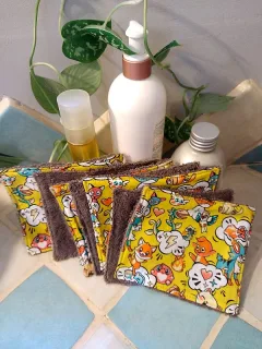 Lingettes bébé lavables Kawaii/éponge grise (lot de 7) miniature 2