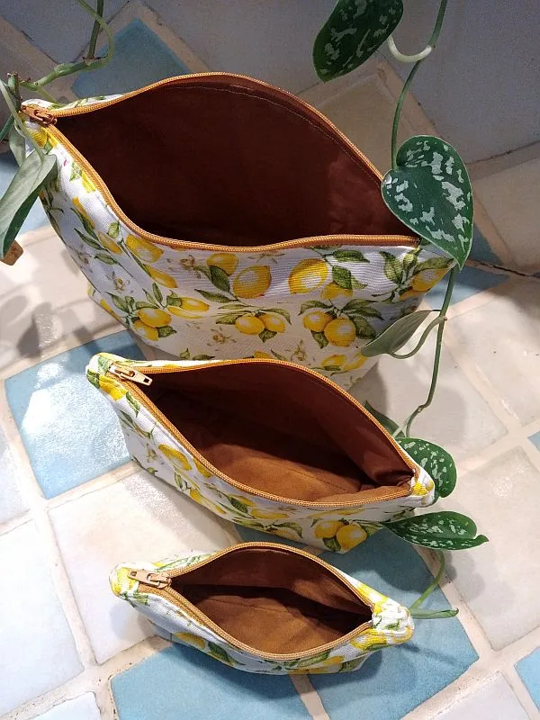 Trio de trousses collection "Citrons" (grand, moyen, petit) – photo 1
