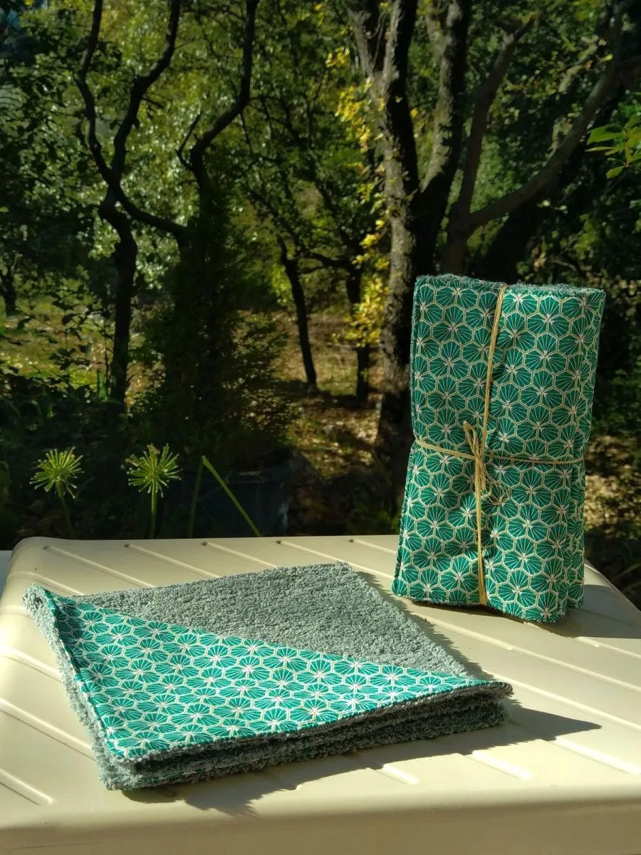 Essuie-tout lavable motifs géométriques/vert – photo 1