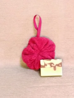 Fleur de douche lavable éponge fuschia miniature 1