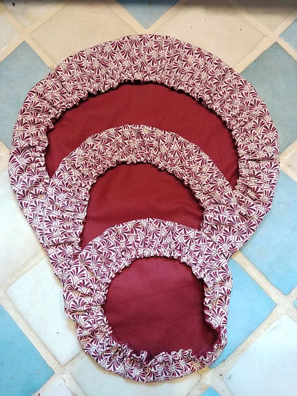 Couvre-plat lot de 3 Eventails bordeaux