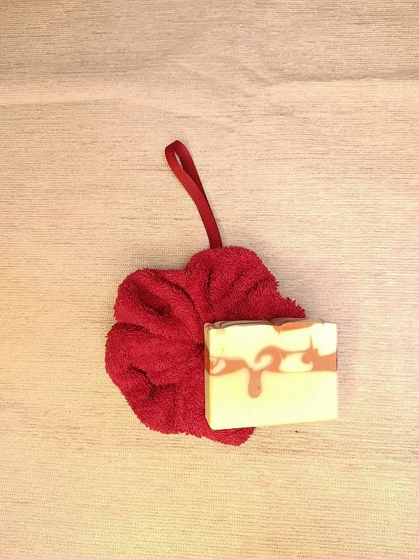 Fleur de douche lavable éponge grenat – photo 1
