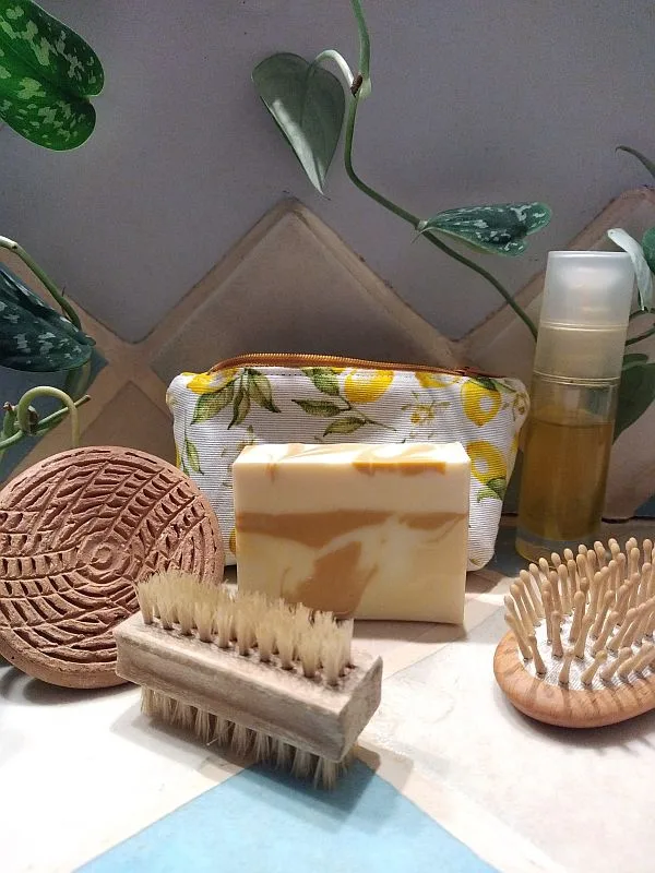 Pochette imperméable à savon Citrons (à l'unité sans savon)
